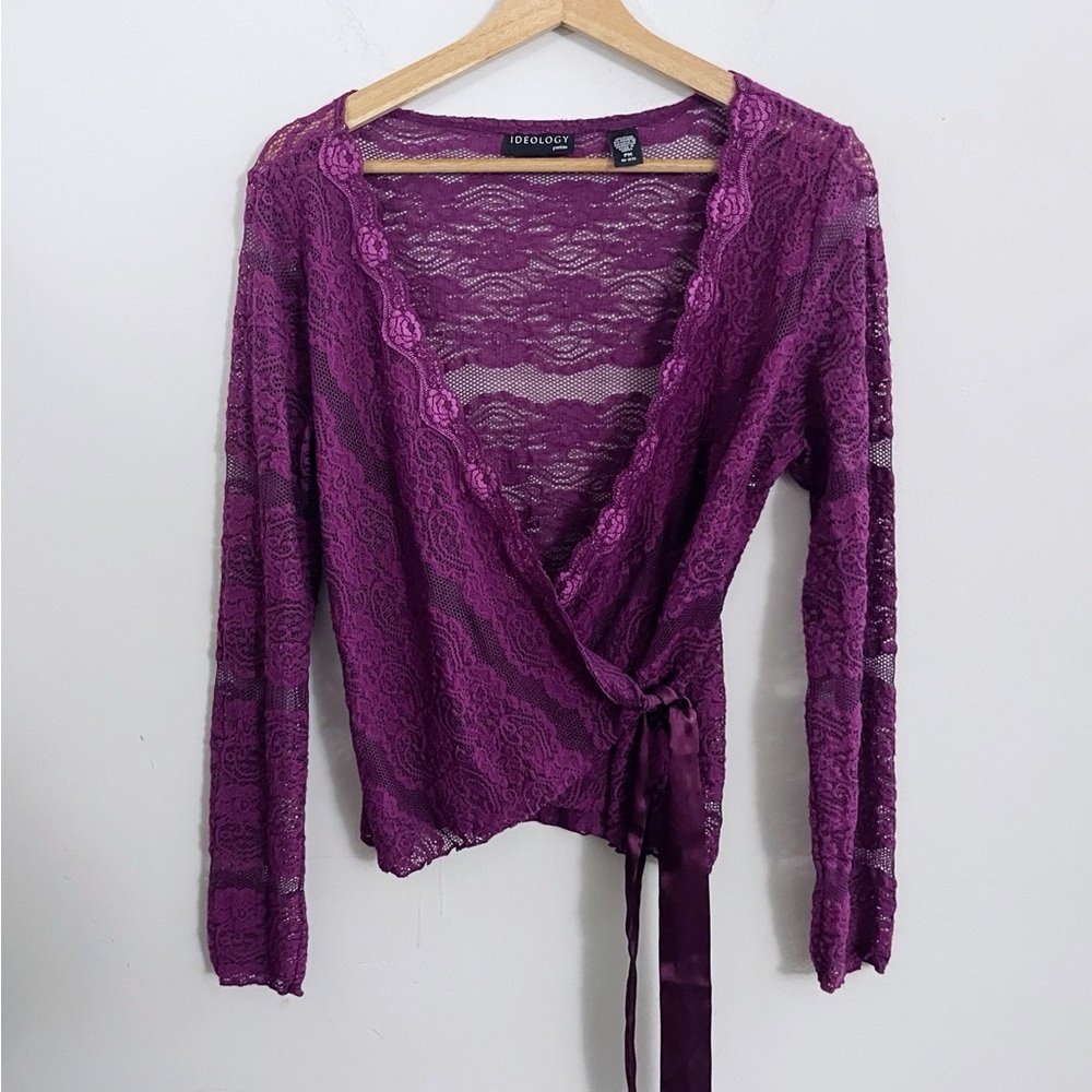 Vintage Ideology Purple Lace Wrap Blouse with Satin Tie Fairycore Party Festival